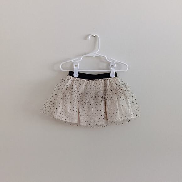 NWT Zara Flocked Polkadot Skirt Sz12/18m Ecru Black Tutu Shirt - Picture 1 of 4